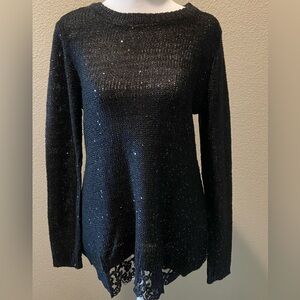 New Directions Knit Sweater with Sequins and Lace NWOT